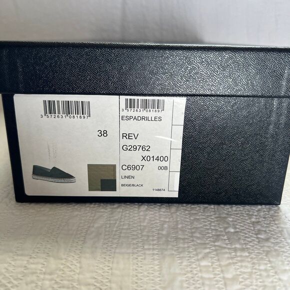 CHANEL Espadrilles Linen Black & Cream/Beige With Box And Dust Bags - Picture 12 of 12